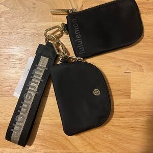 Lululemon Dual Pouch Wristlet Blk/Gold/WHTO NWT $58
